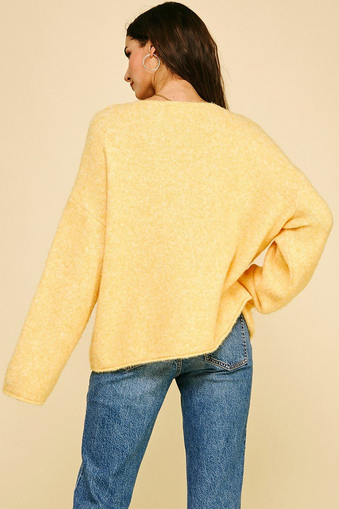 Soft V - Neck Yellow Sweater - MISRED