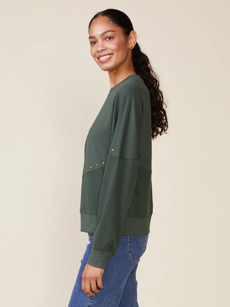 Spruce Green Studded Pullover - MISRED