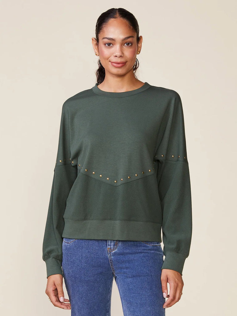 Spruce Green Studded Pullover - MISRED