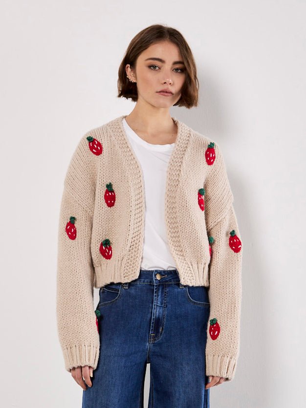 Strawberry Open Knit Cardigan - MISRED