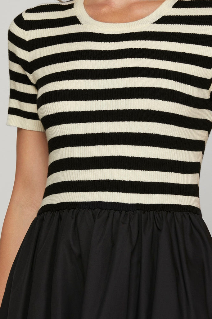Stripe Top Bubble Hem Midi Dress - MISRED