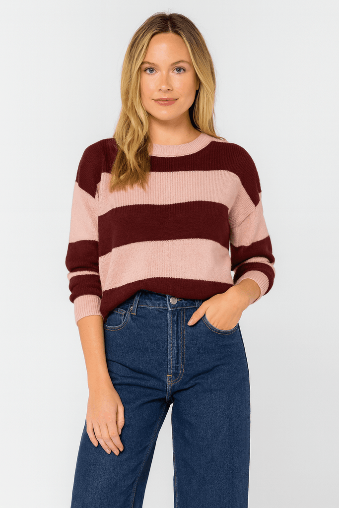 Striped Knit Sweater - MISRED