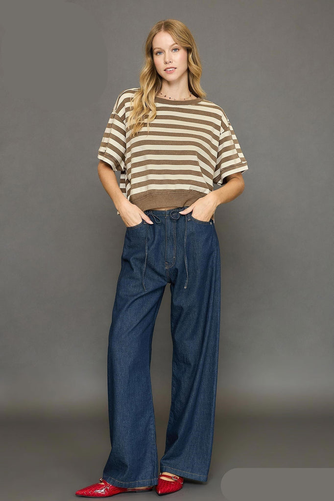 Striped Mineral Wash Slouch Tee - MISRED