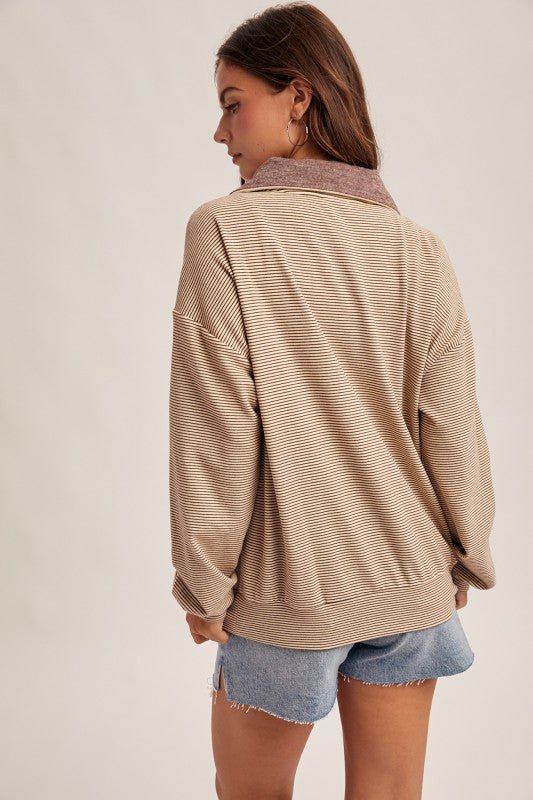 Striped Quarter - Zip Pullover - MISRED