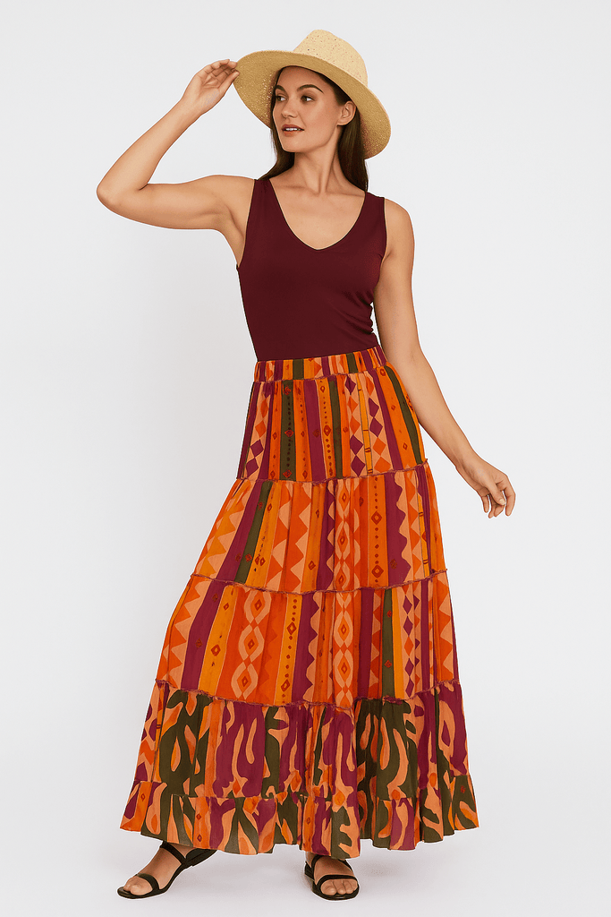 Sunset Global Print Costa Skirt - MISRED