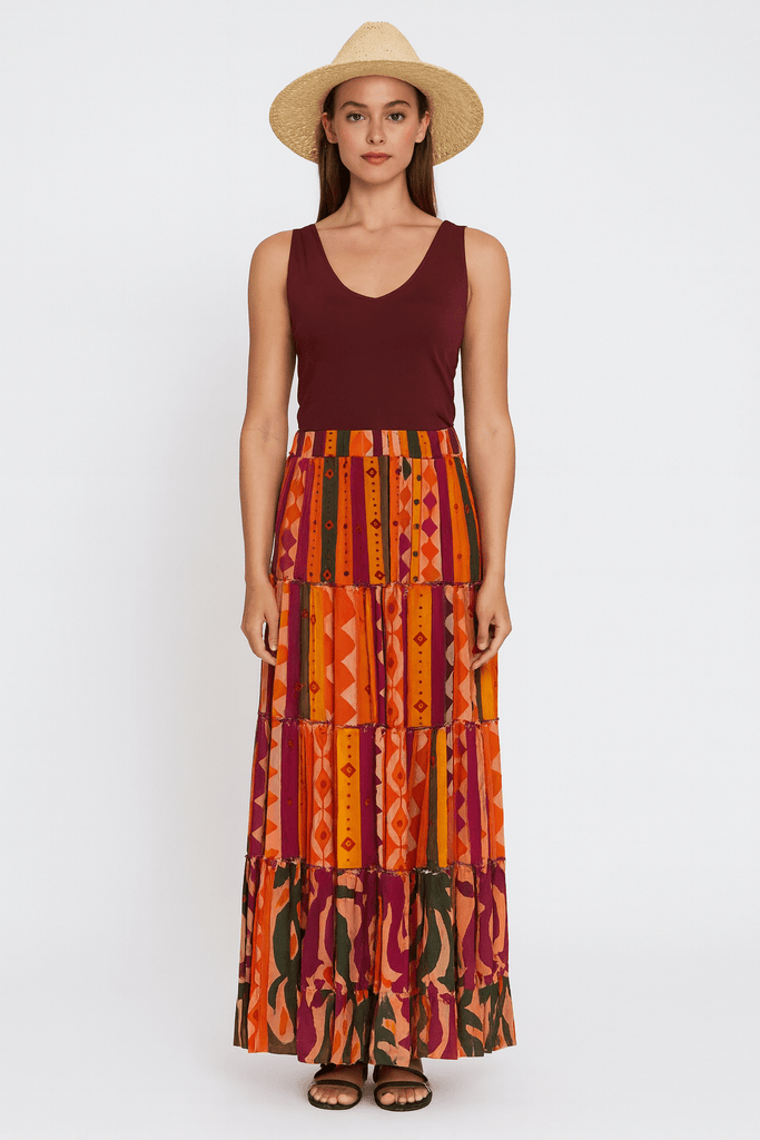 Sunset Global Print Costa Skirt - MISRED
