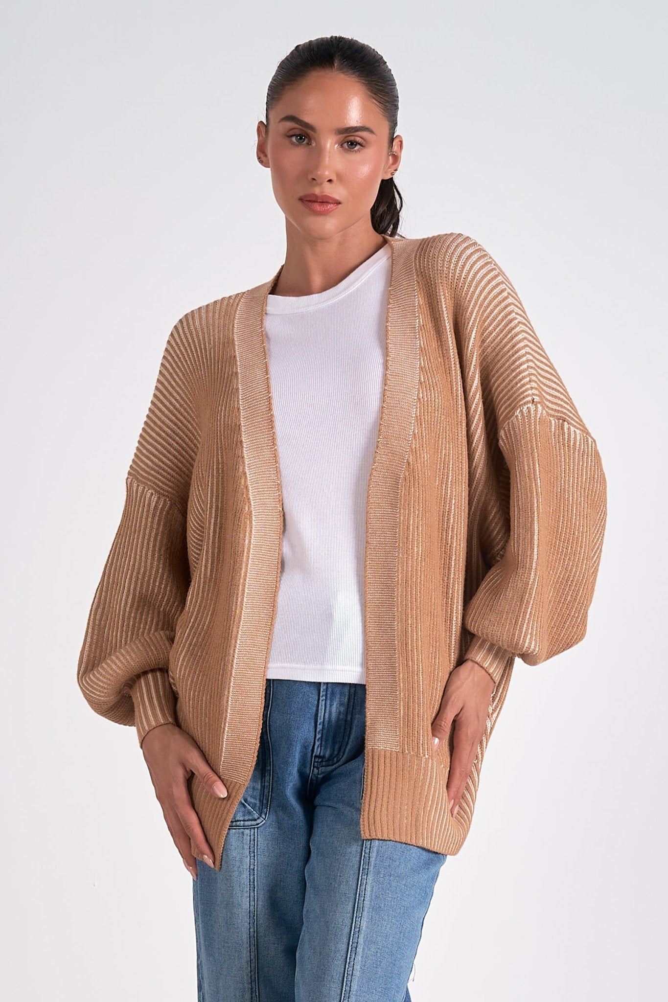 Tan open front cardigan discount