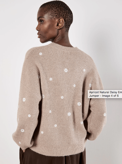 Taupe Daisy Embroidered Sweater - MISRED