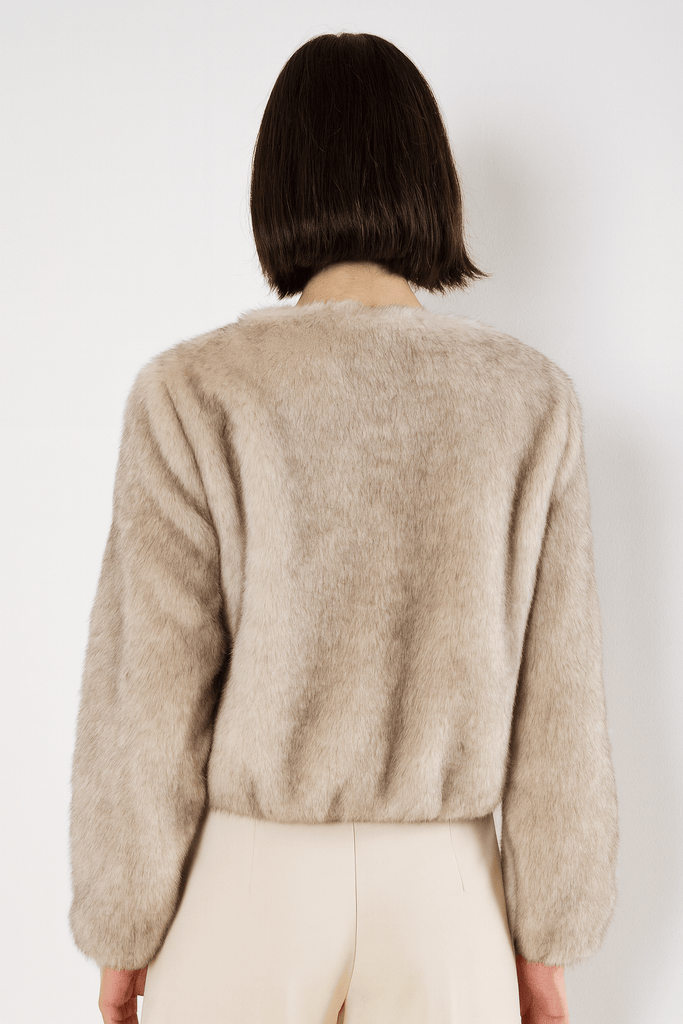 Taupe Faux Fur Jacket - MISRED