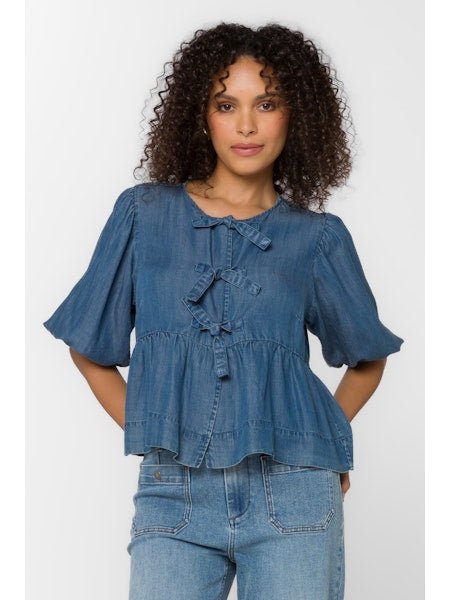 Tencel Front Tie Peplum Top - MISRED