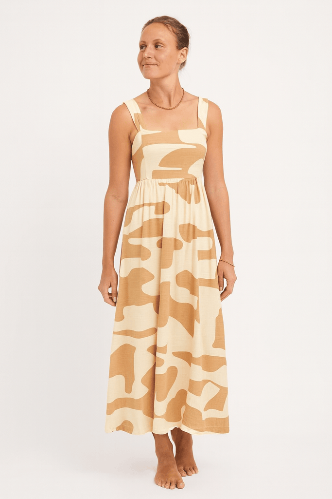 Terracotta and Cream Maxi Dress - MISRED