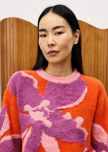 Textured Floral Sweater - MISRED