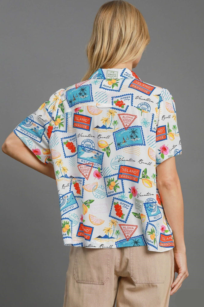 Tropical Resort Button Down Blouse - MISRED