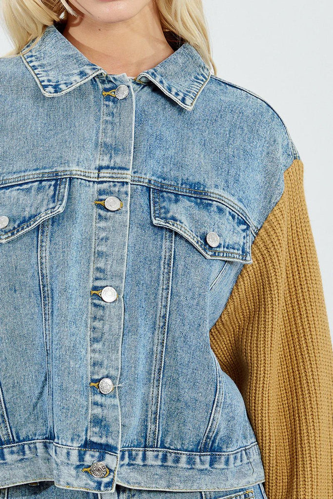 Two Tone Denim & Knit Jacket - MISRED