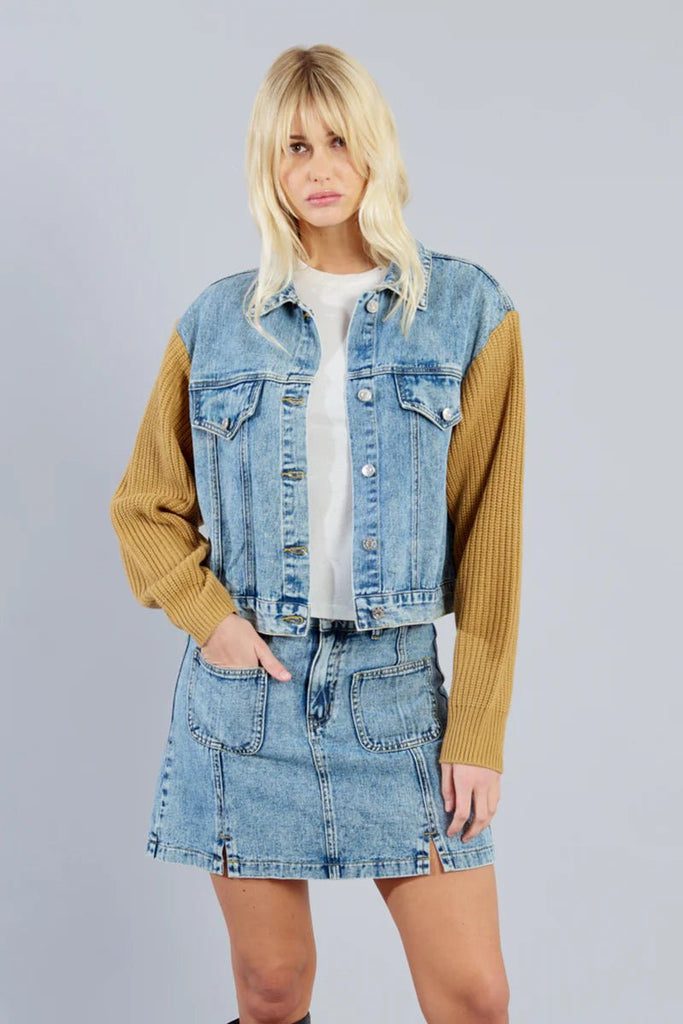 Two Tone Denim & Knit Jacket - MISRED