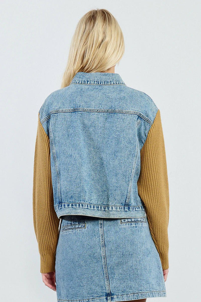 Two Tone Denim & Knit Jacket - MISRED