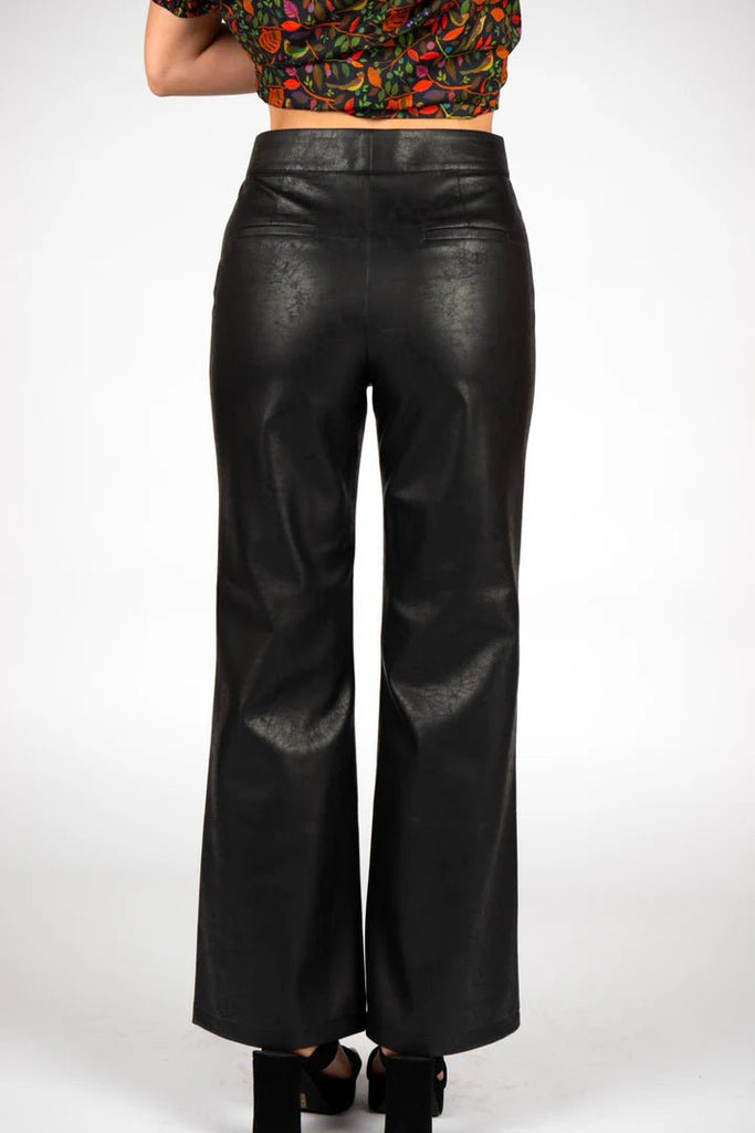 Vegan Leather Straight - Leg Pants - MISRED