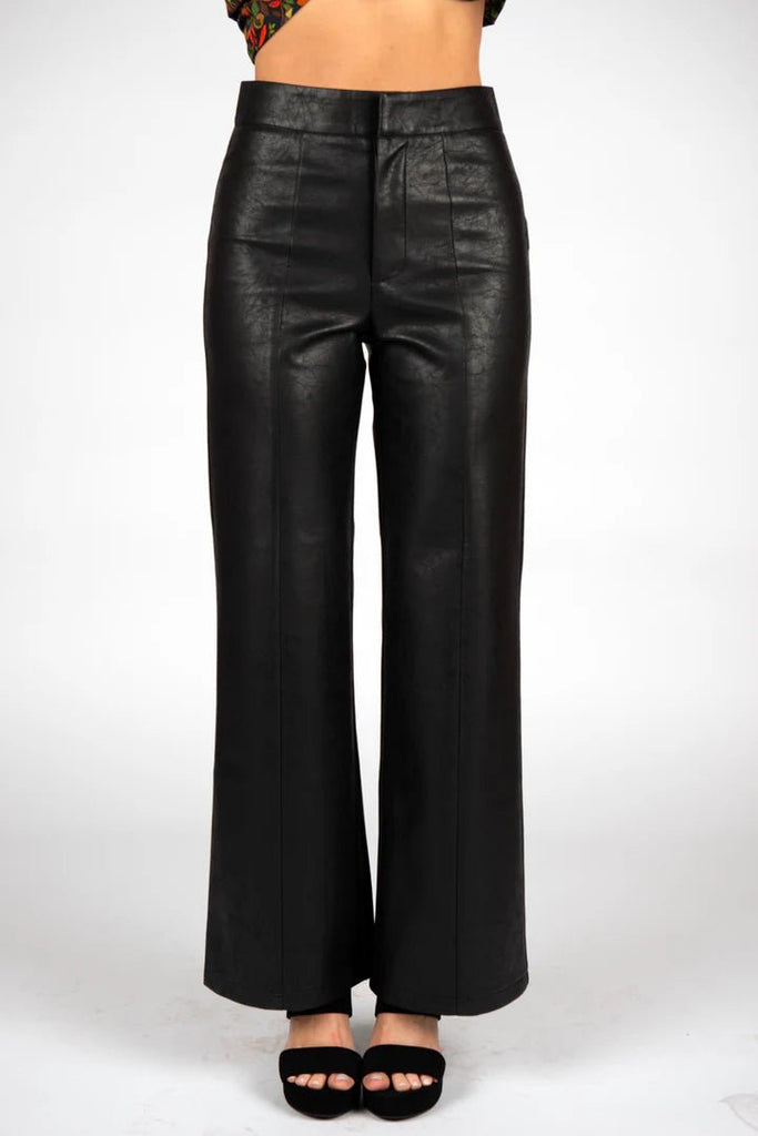 Vegan Leather Straight - Leg Pants - MISRED