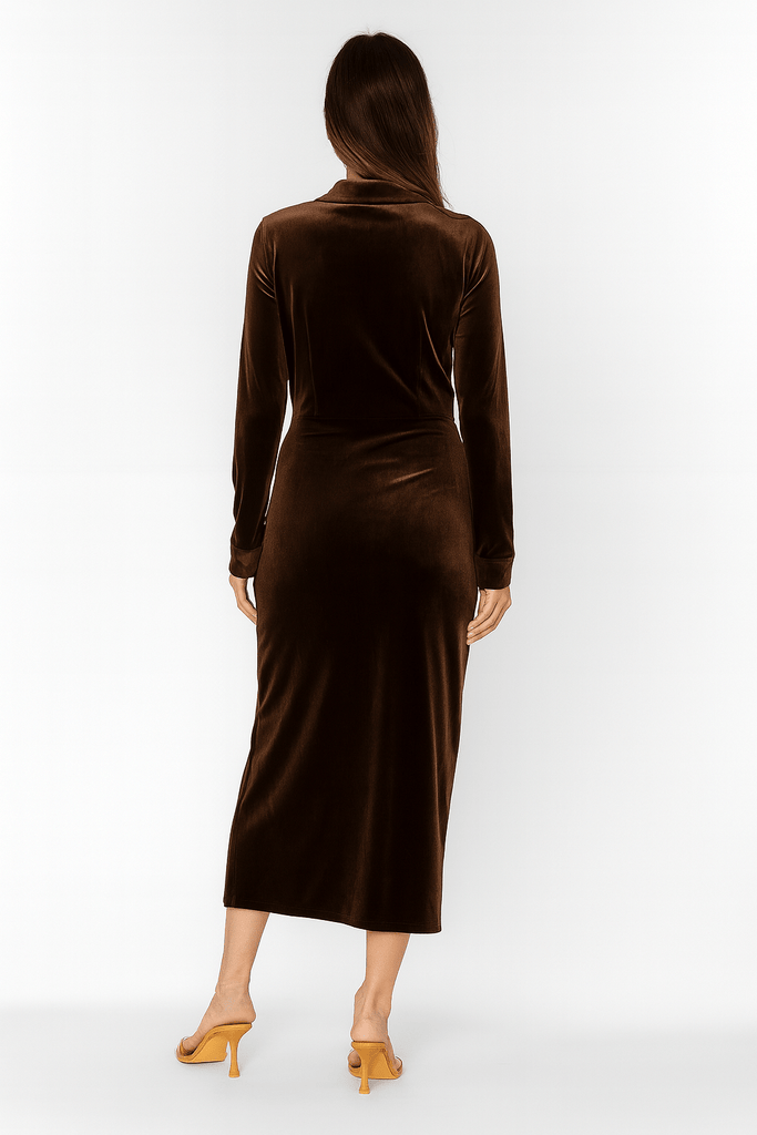 Velvet Button Down Dress - MISRED