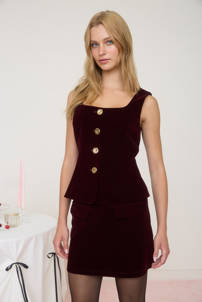 Velvet Button - Front Vest Top - MISRED