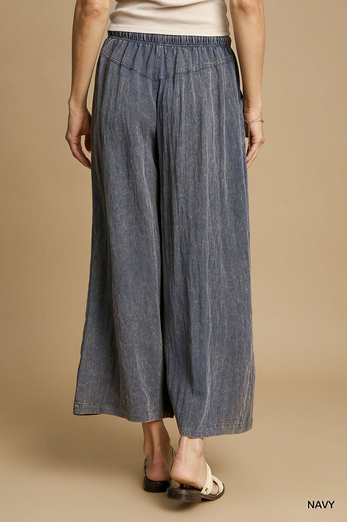 Washed Drawstring Wide Leg Pant - MISRED