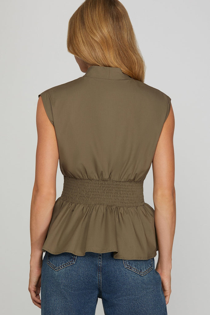 Zip Front Peplum Top - MISRED