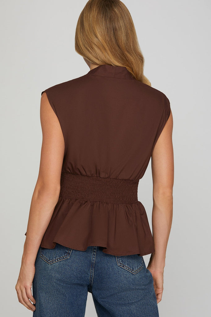 Zip Front Peplum Top - MISRED