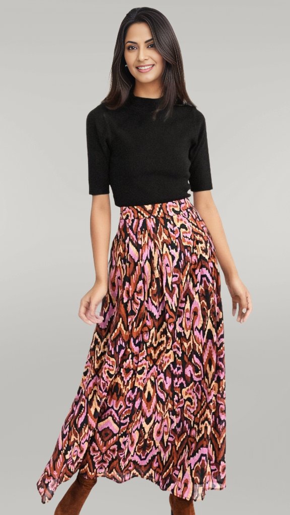 Abstract Multi Print Maxi Skirt - MISRED