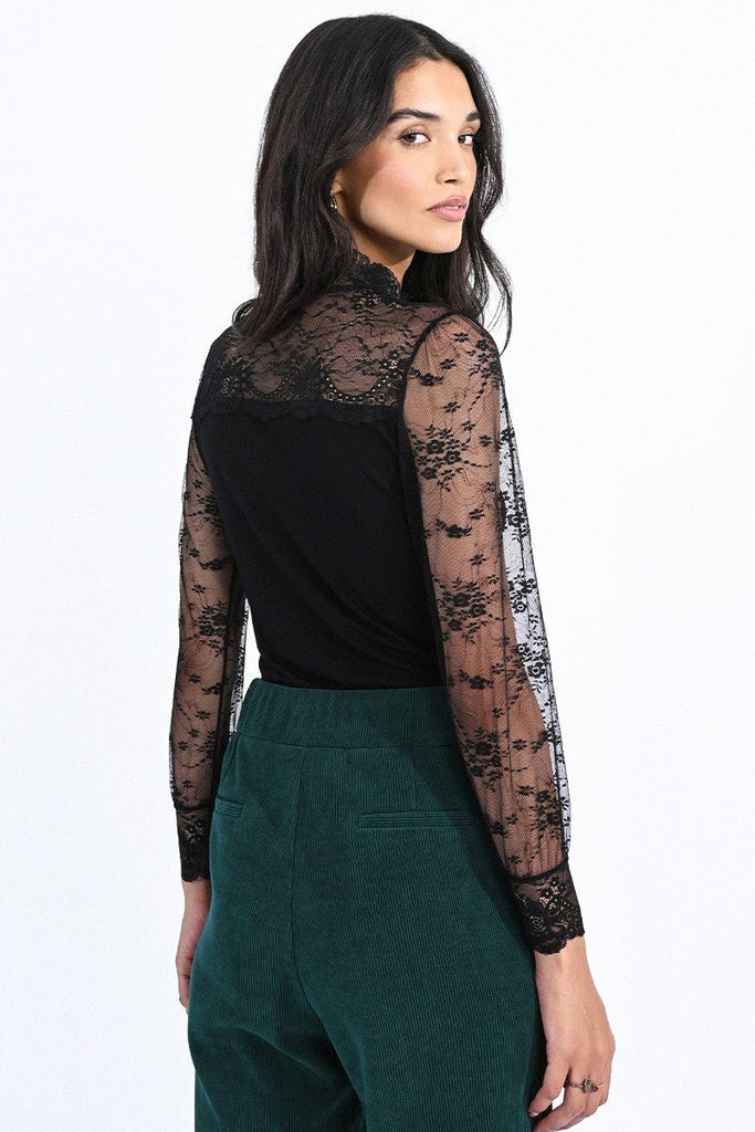 Black Lace Detailed Top - MISRED