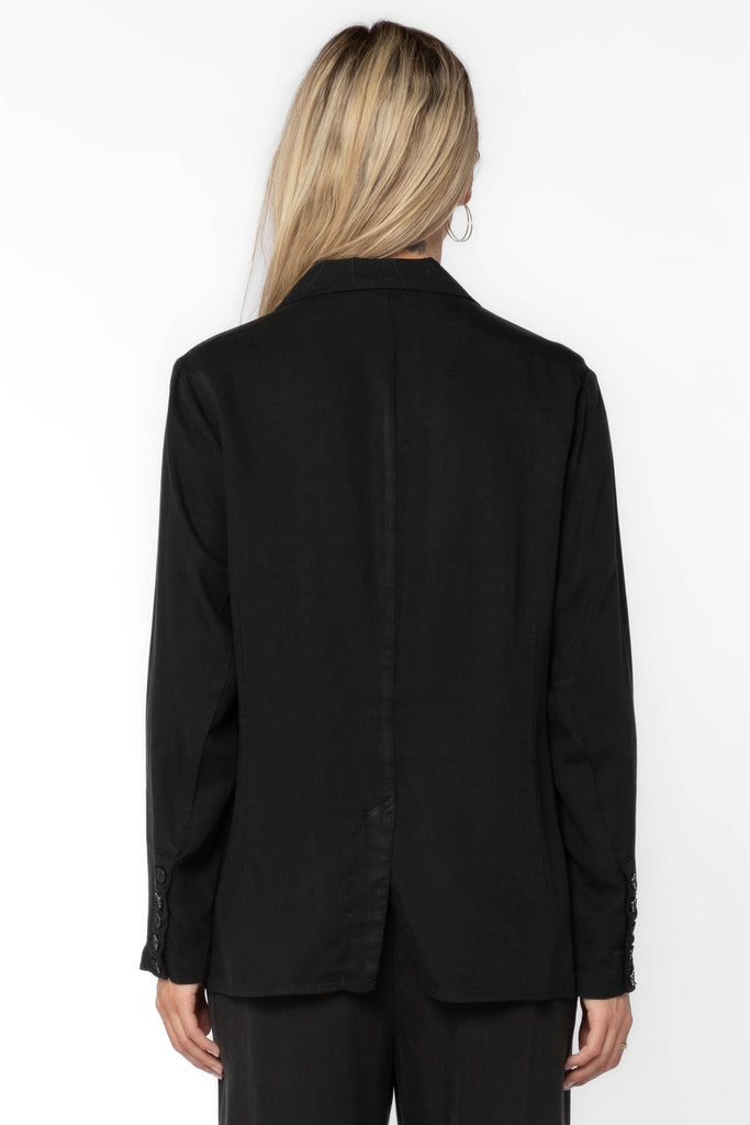 Black Long Sleeve Blazer with Pockets - MISRED