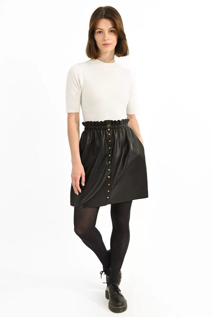 Black Pleather Mini Skirt - MISRED