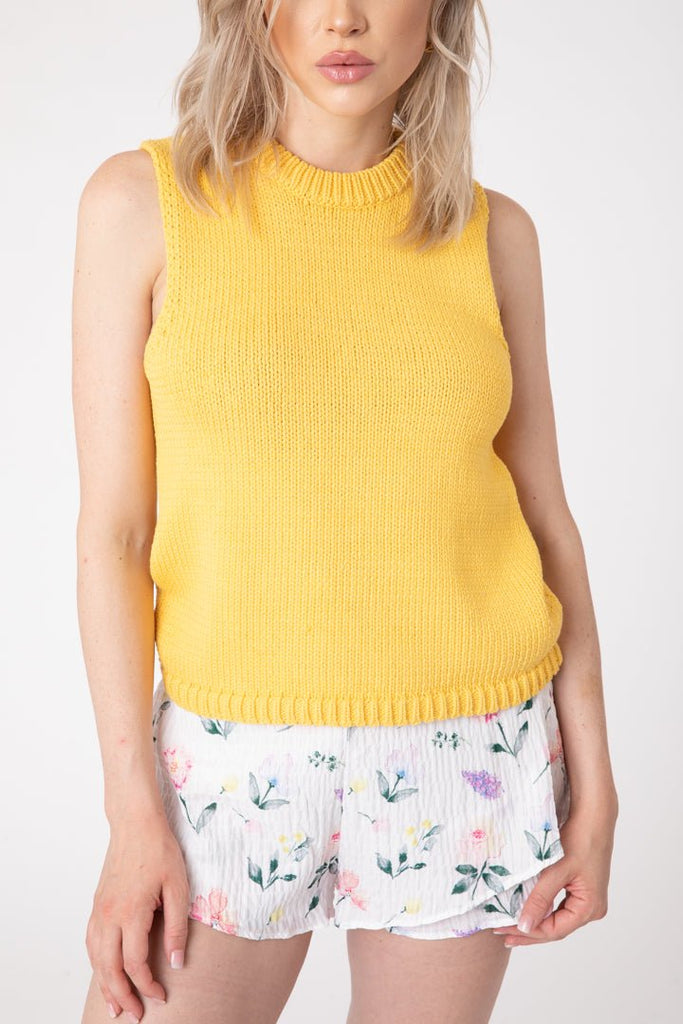 Canary Sleeveless Knit Sweater - MISRED