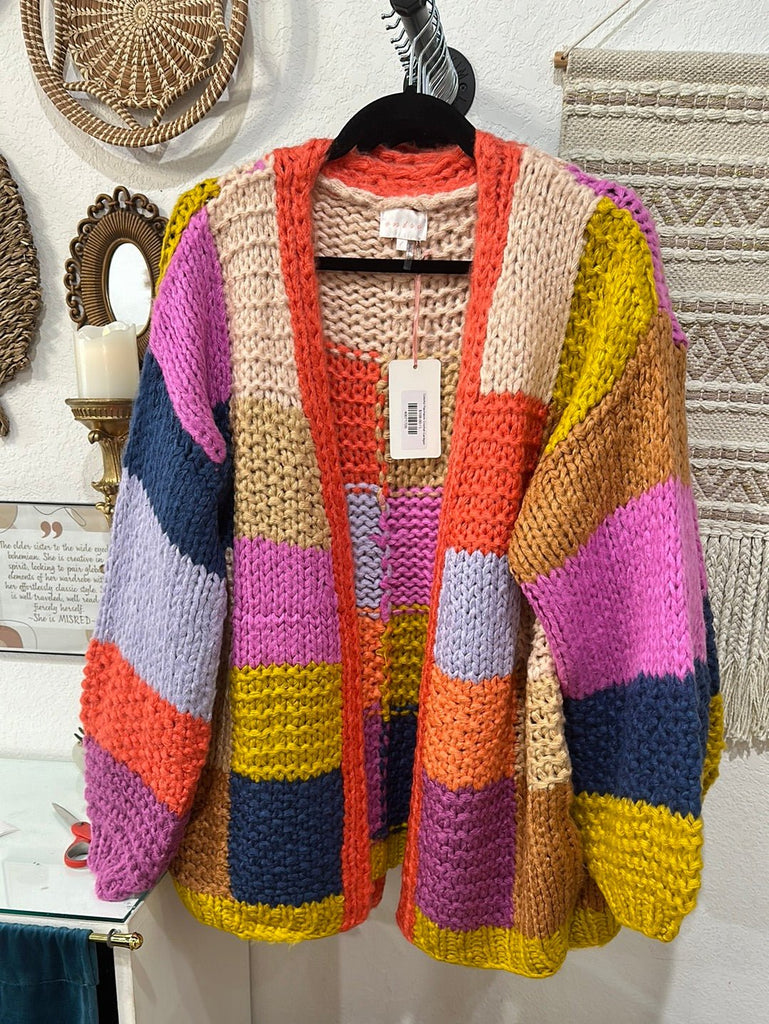 Colorful Patchwork Crochet Cardigan - MISRED
