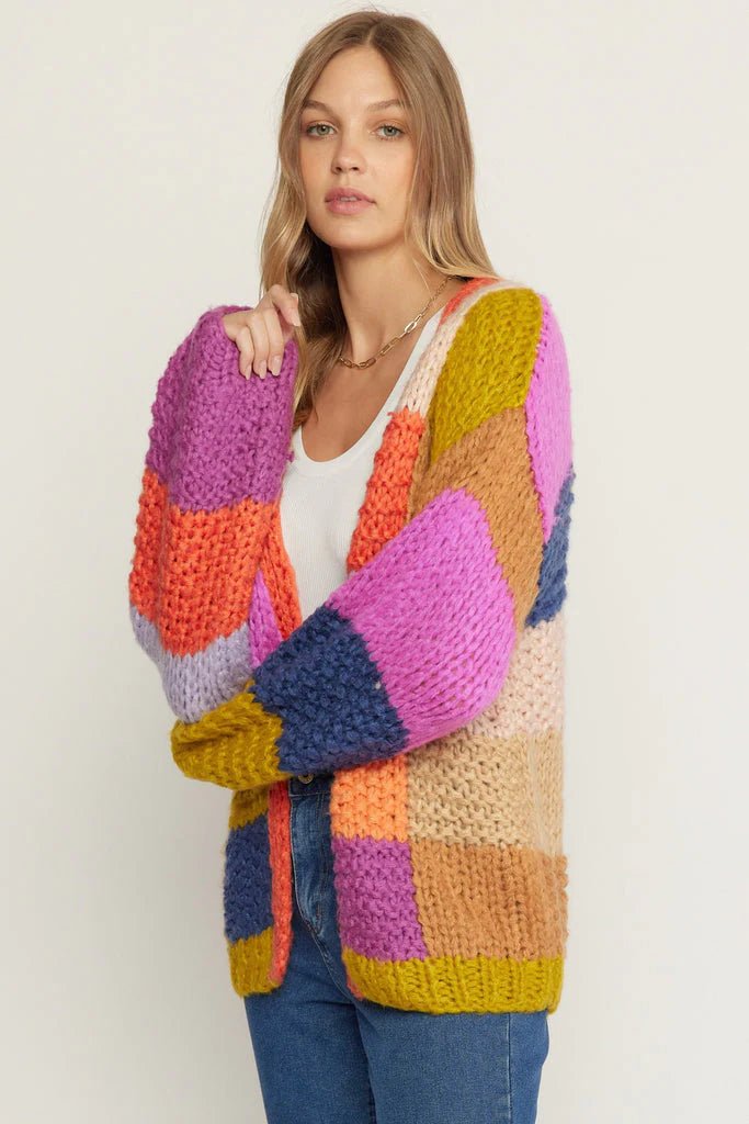 Colorful Patchwork Crochet Cardigan - MISRED
