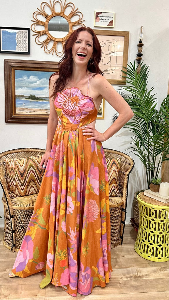Embroidered Flower Top Maxi Dress {Farm Rio} - MISRED