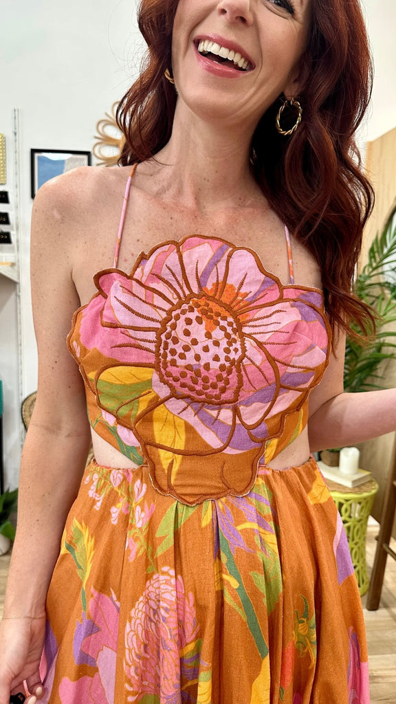 Embroidered Flower Top Maxi Dress {Farm Rio} - MISRED