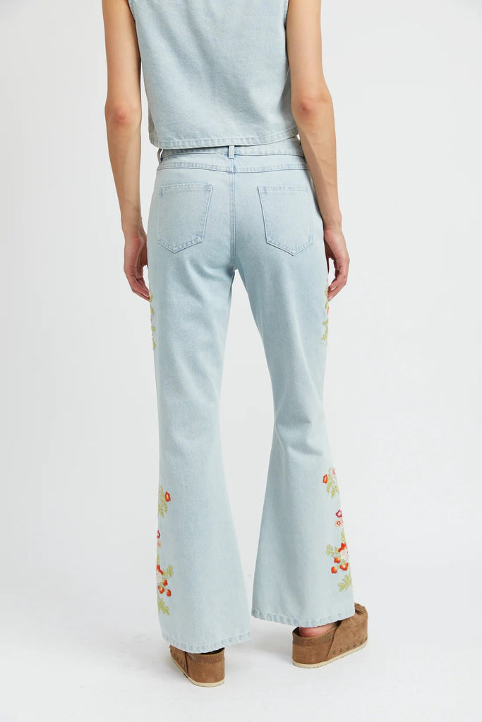 Floral Embroidered Flare Pants - MISRED