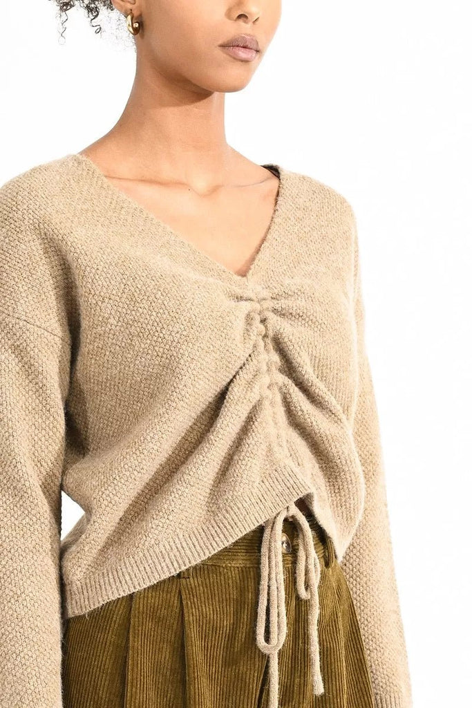 Light Weight Drawstring Sweater - MISRED