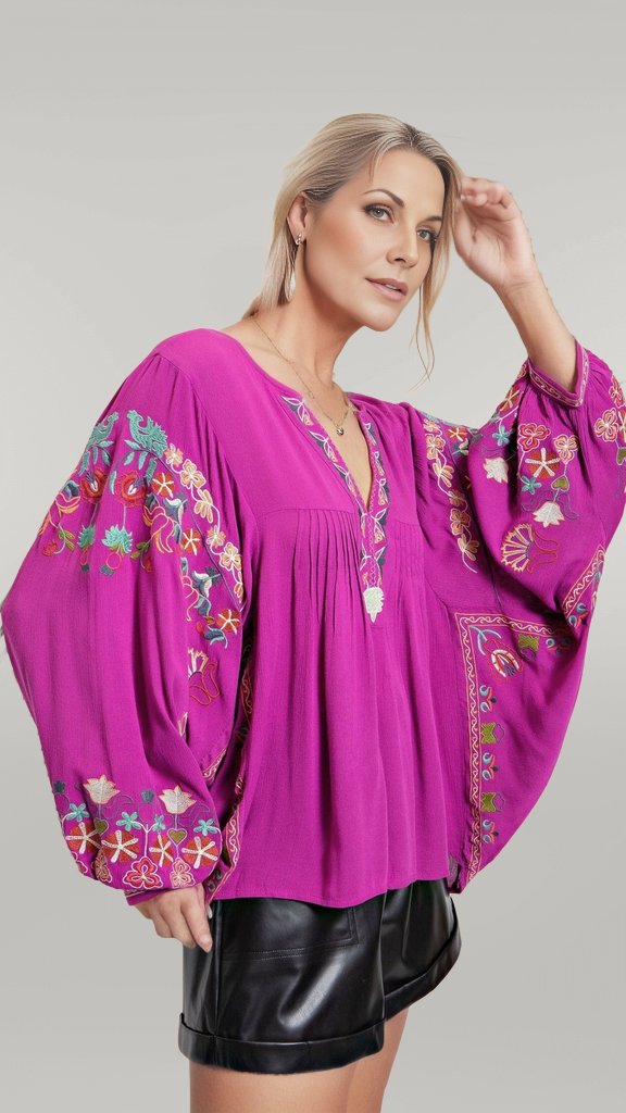 Magenta Embroidered Top - MISRED
