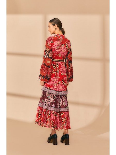 Mixed Floral Prints Long Sleeve Maxi Dress {Farm Rio} - MISRED