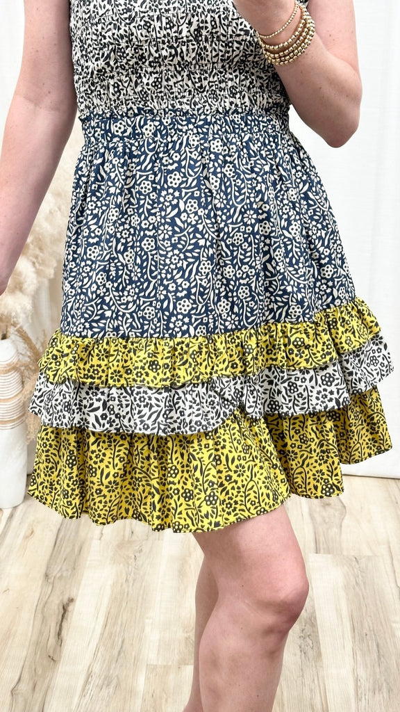 Multi Floral Tiered Mini Dress {Current Air} - MISRED