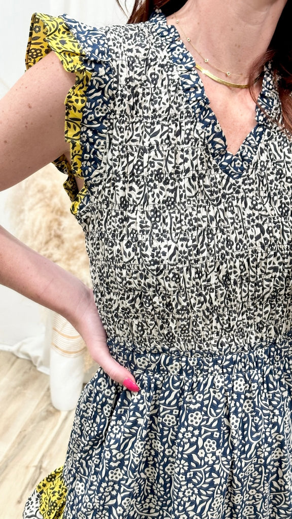 Multi Floral Tiered Mini Dress {Current Air} - MISRED