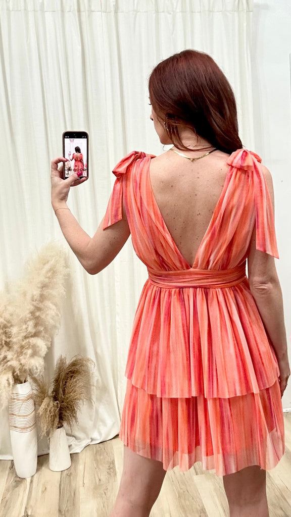 Orange & Pink Ombre Tiered Dress - MISRED