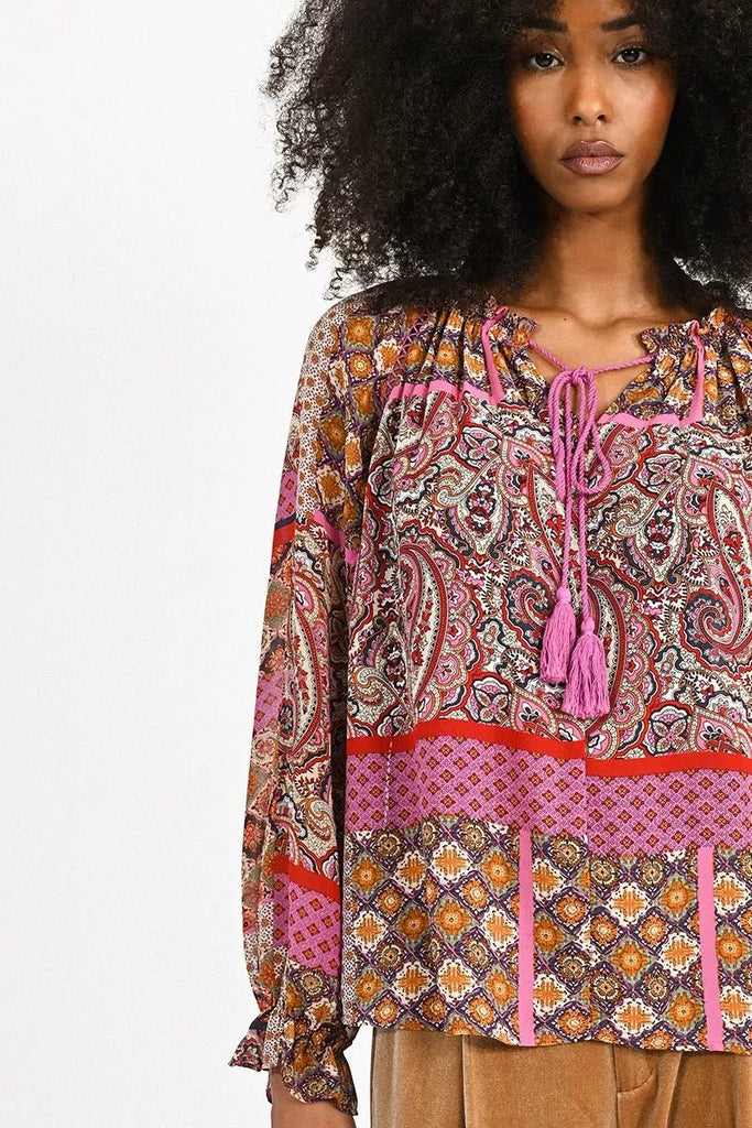 Pink Abstract Paisley Blouse - MISRED