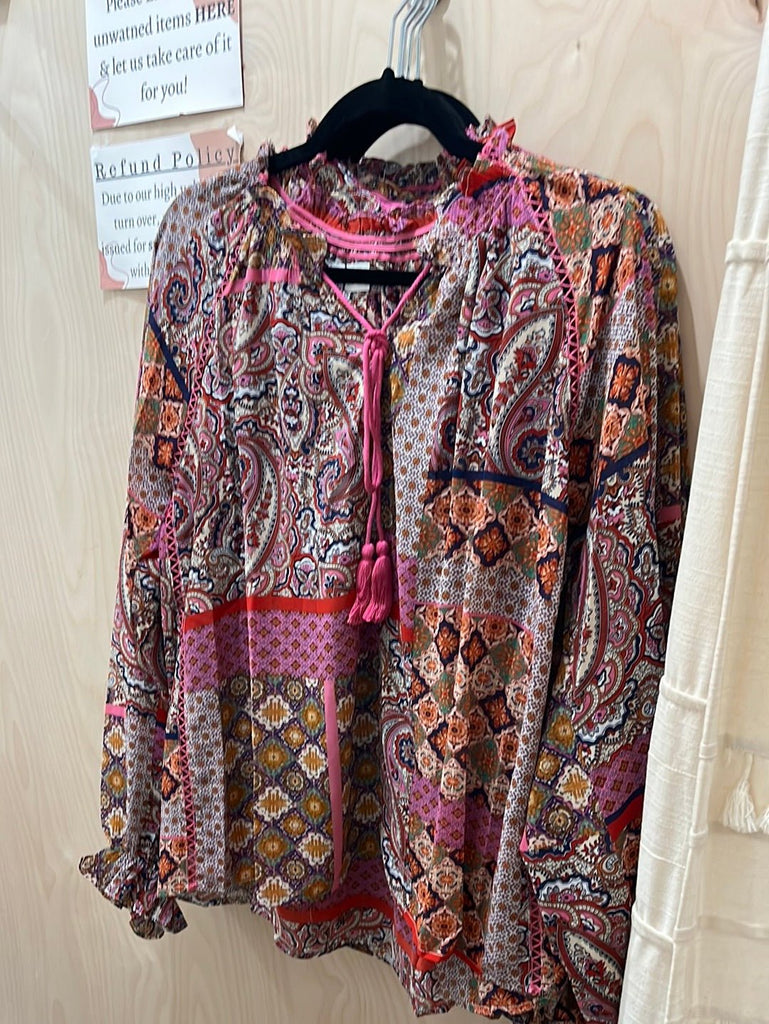 Pink Abstract Paisley Blouse - MISRED