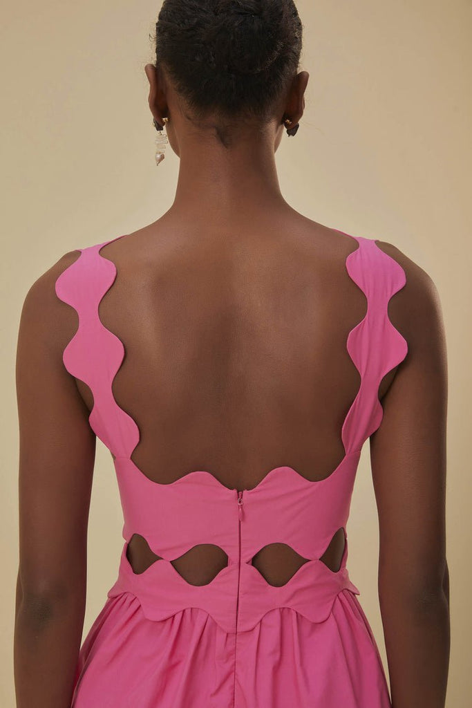 Pink Cut-Out Organic Cotton Midi Dress {Farm Rio} - MISRED