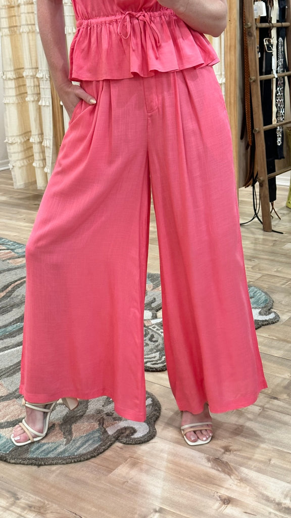 Pink Flowy Wide Leg Pant - MISRED