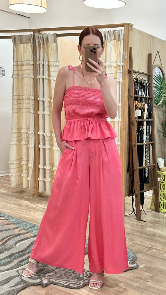 Pink Flowy Wide Leg Pant - MISRED