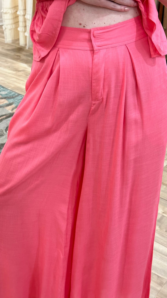 Pink Flowy Wide Leg Pant - MISRED