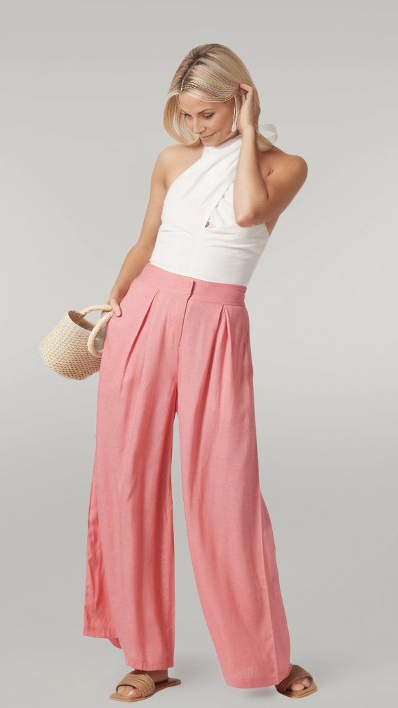 Pink Flowy Wide Leg Pant - MISRED
